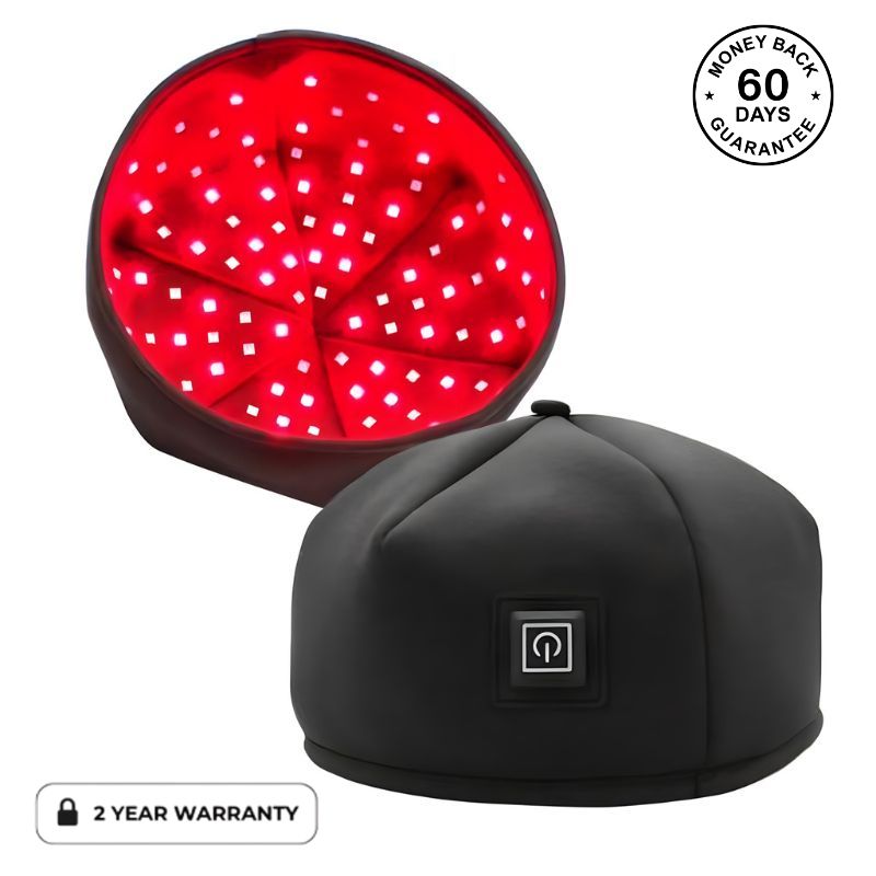 Red Light Therapy Cap With White Background