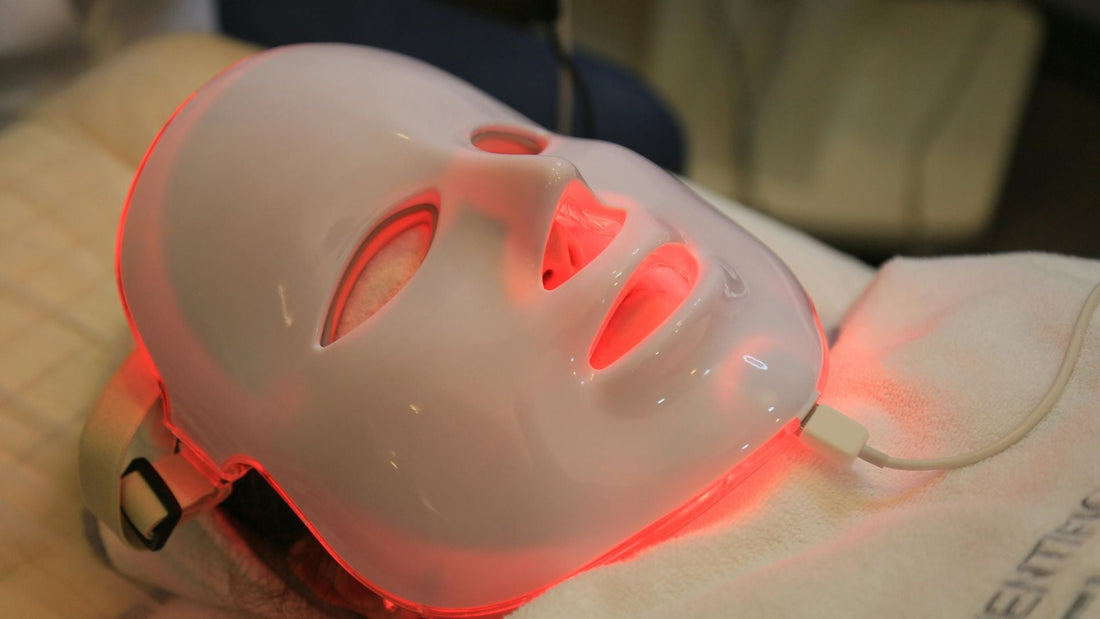 Red Light Therapy Mask being used on face