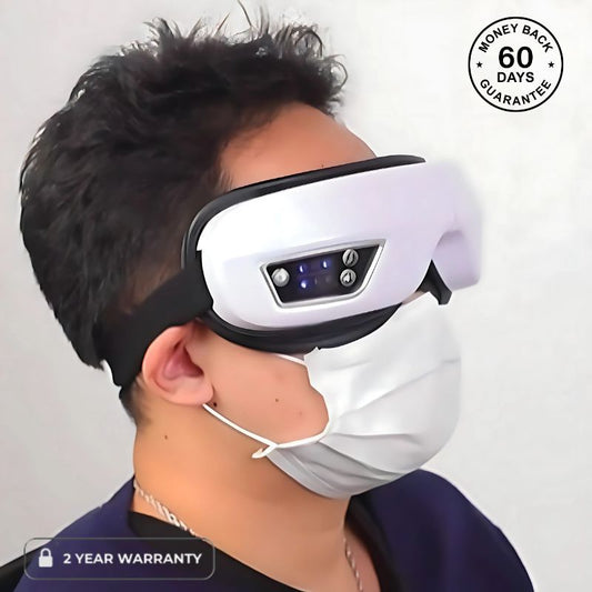 Man With A Heated Eye Mask On