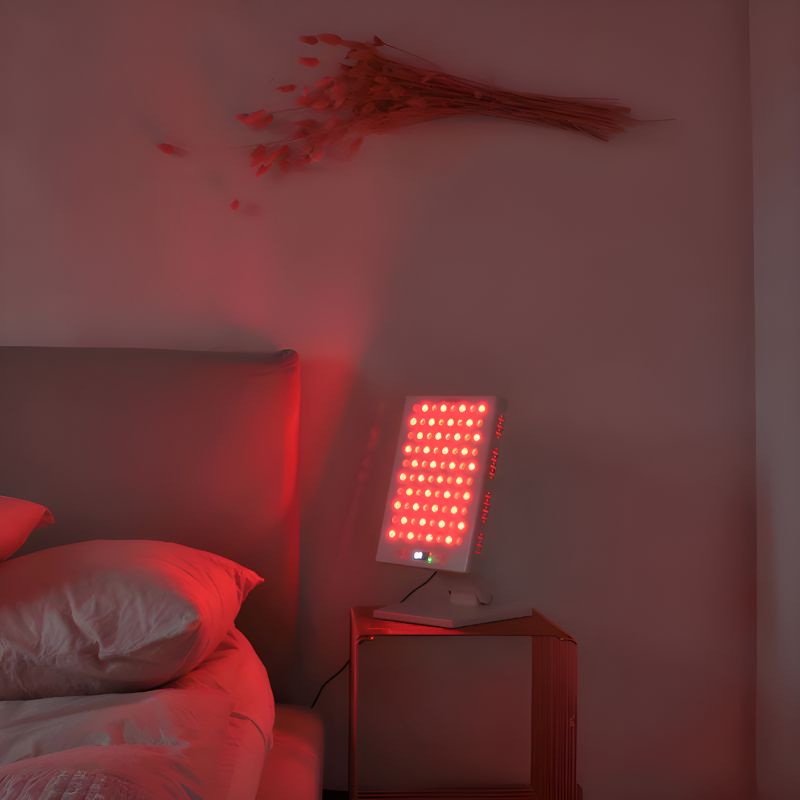 Paneel voor roodlichttherapie op tafel