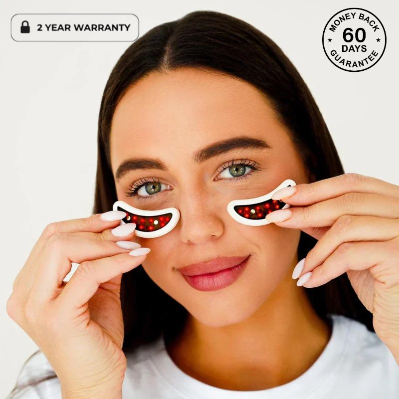 Woman Holding LED Under Eye Patches