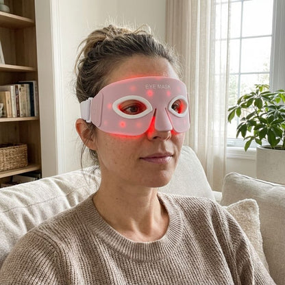 Woman_Staring_at_the_side_with_under_eye_red_light_therapy_wrap