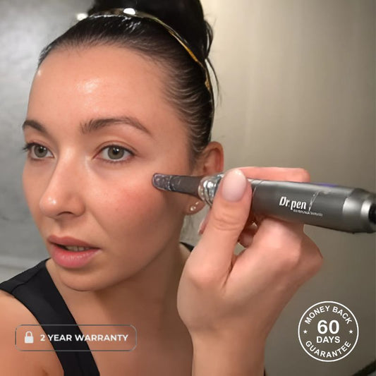 Woman Using M8 Microneedling Pen On Face