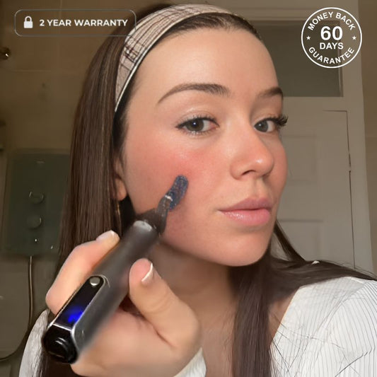 Woman Using M8s Microneedling Pen  on her right cheek