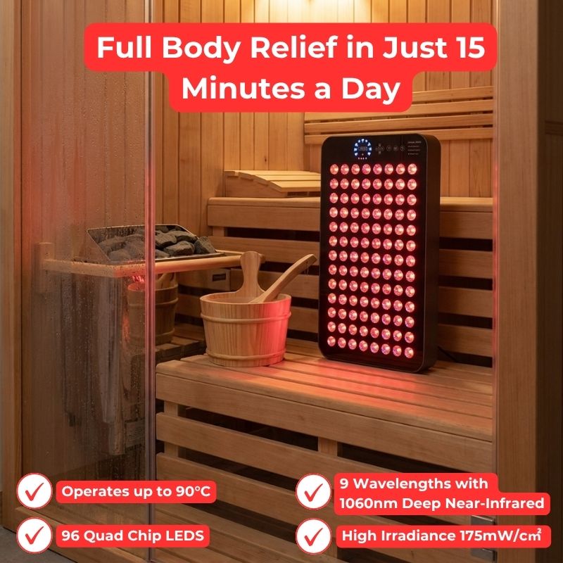 closeupofsmallsaunaredlightpanelinsidesauna