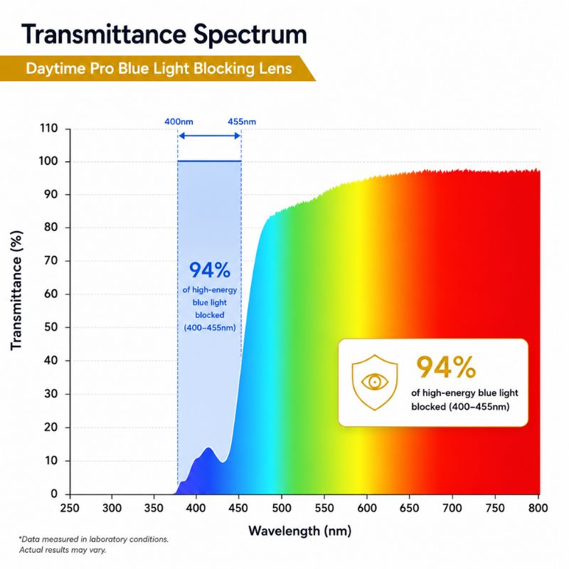 daytime pro blue light blocking graph 