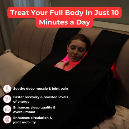 redlighttherapyandlaserbagwithwomanlayinginbedduringtreatment