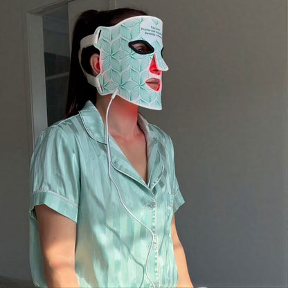 sideviewofwomanwearingledlighttherapymask
