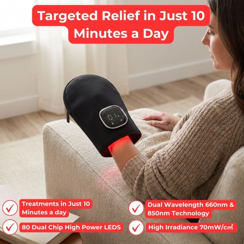 woman_looking_at_red_light_thearpy_for_hands_device