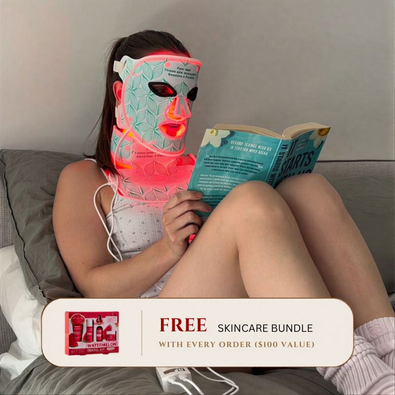 woman reading while wearing mask