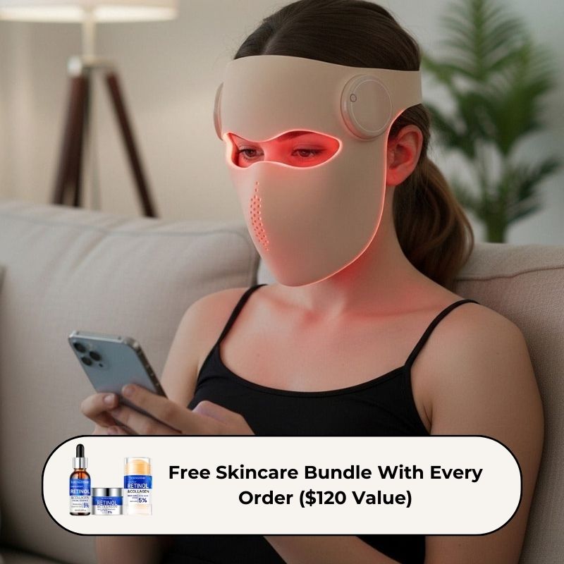 woman_using_laser_mask_while_looking_at_phone_with_offer