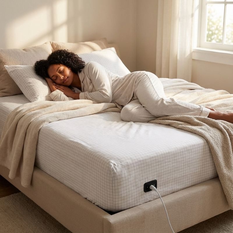 womanlayinginearthingbed