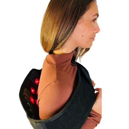 womansideviewwearingWearablePemfBeltwithRedLightTherapy