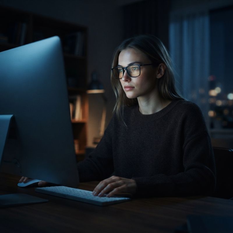 womanwearingdaytimeglassesworkingoncomputer